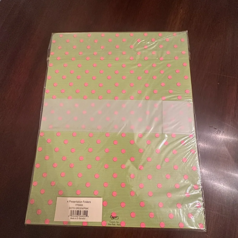 Caspari Polka Dot Presentation Folders Set of Four NEW